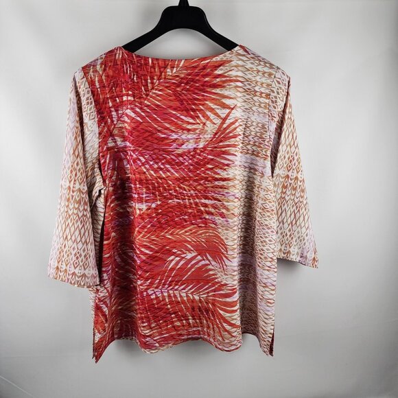 Bob Mackie Shirt Womens XL Multicolor Wearable Art Blouse 3/4 Sleeve - Picture 2 of 6